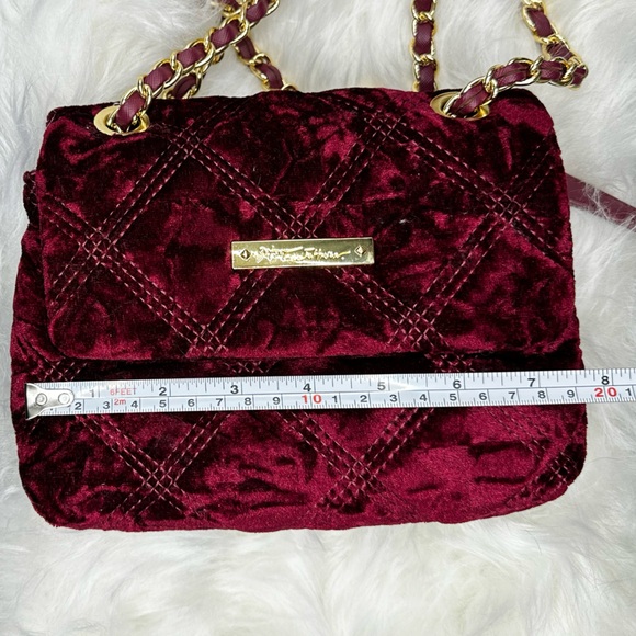 Betsey Johnson Velvet Quilted Shoulder/crossbody Bag - Deep Red - Picture 11 of 12